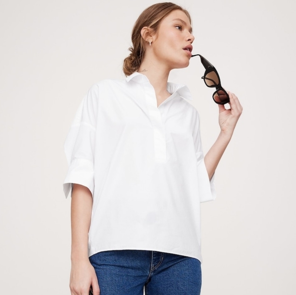 NWT Banana Republic Oversized White Popover Top - Picture 5 of 6
